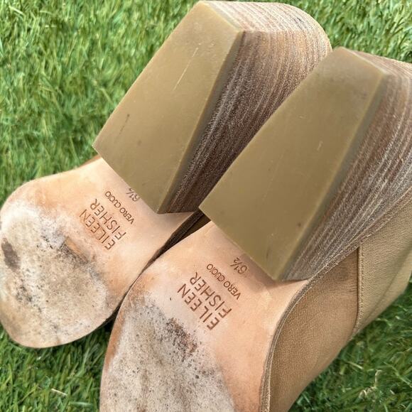 Eileen Fisher Even Nubuck Minimalist Western Boho Block Heel Ankle Booties 6.5 - Picture 11 of 11